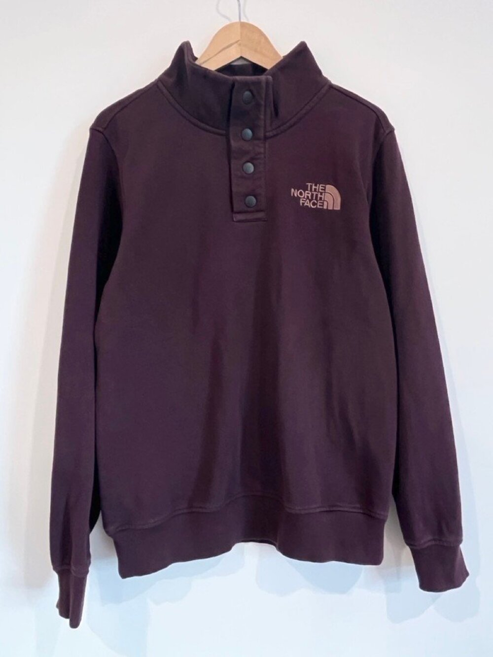 The North Face Snap Mock Neck Fleece Pullover Burgundy M Outdoor